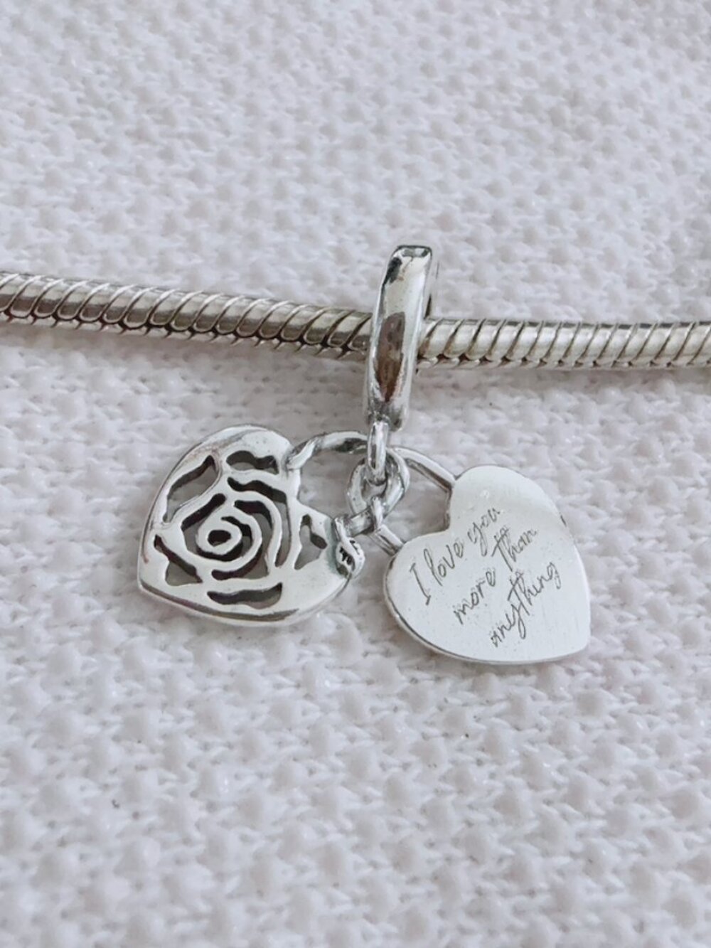 Rose Heart Padlock Charm "Love You More Than Anything Charm For PandoraBracelet